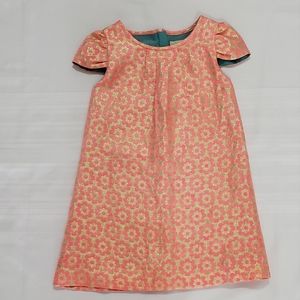 Mini Boden Pink Gold Metalic Shimmery Brocade Girls Dress